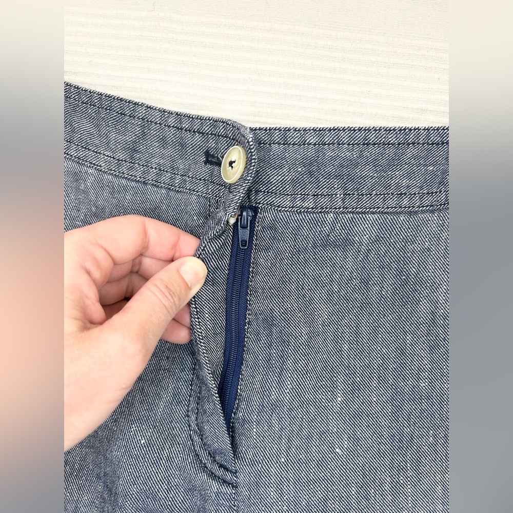 Anthropologie Ett Twa Chambray Linen Ruffle Crop Pants - Picture 9 of 16
